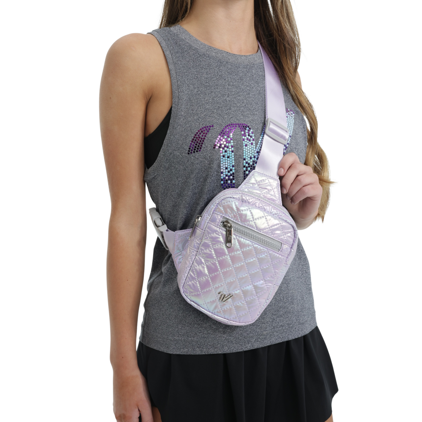 Varsity Holographic Quilt Crossover Bag