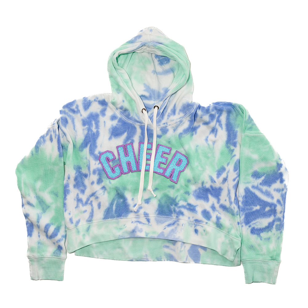 Blue tie dye cropped hoodie hot sale