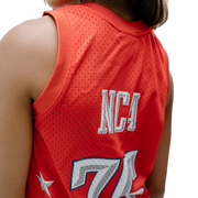 NCA 75th Anniversary Cheer Basketball Jersey Back Closeup Image