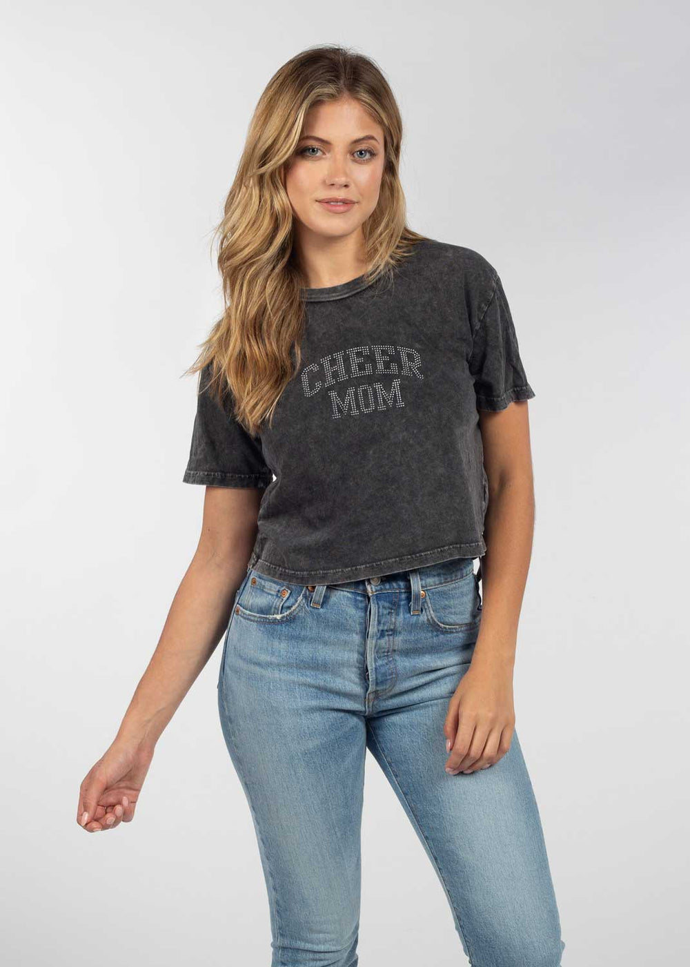 Cheer Mom Bling Crop Tee