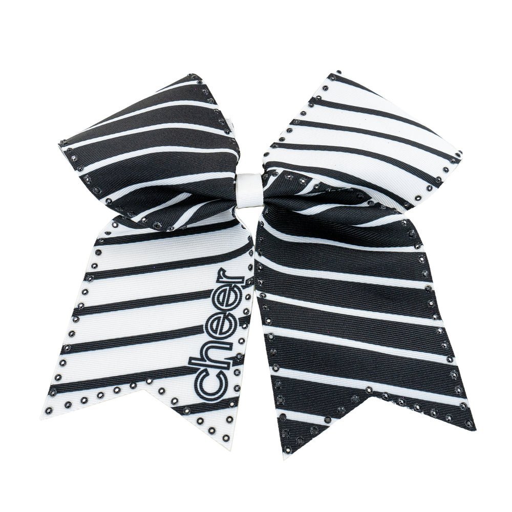 Black & White Stripe Cheer Bow