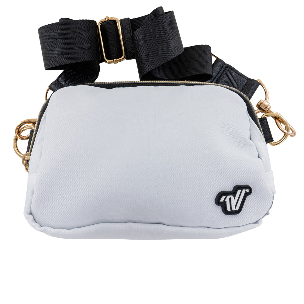 Varsity White Buckle Belt Bag