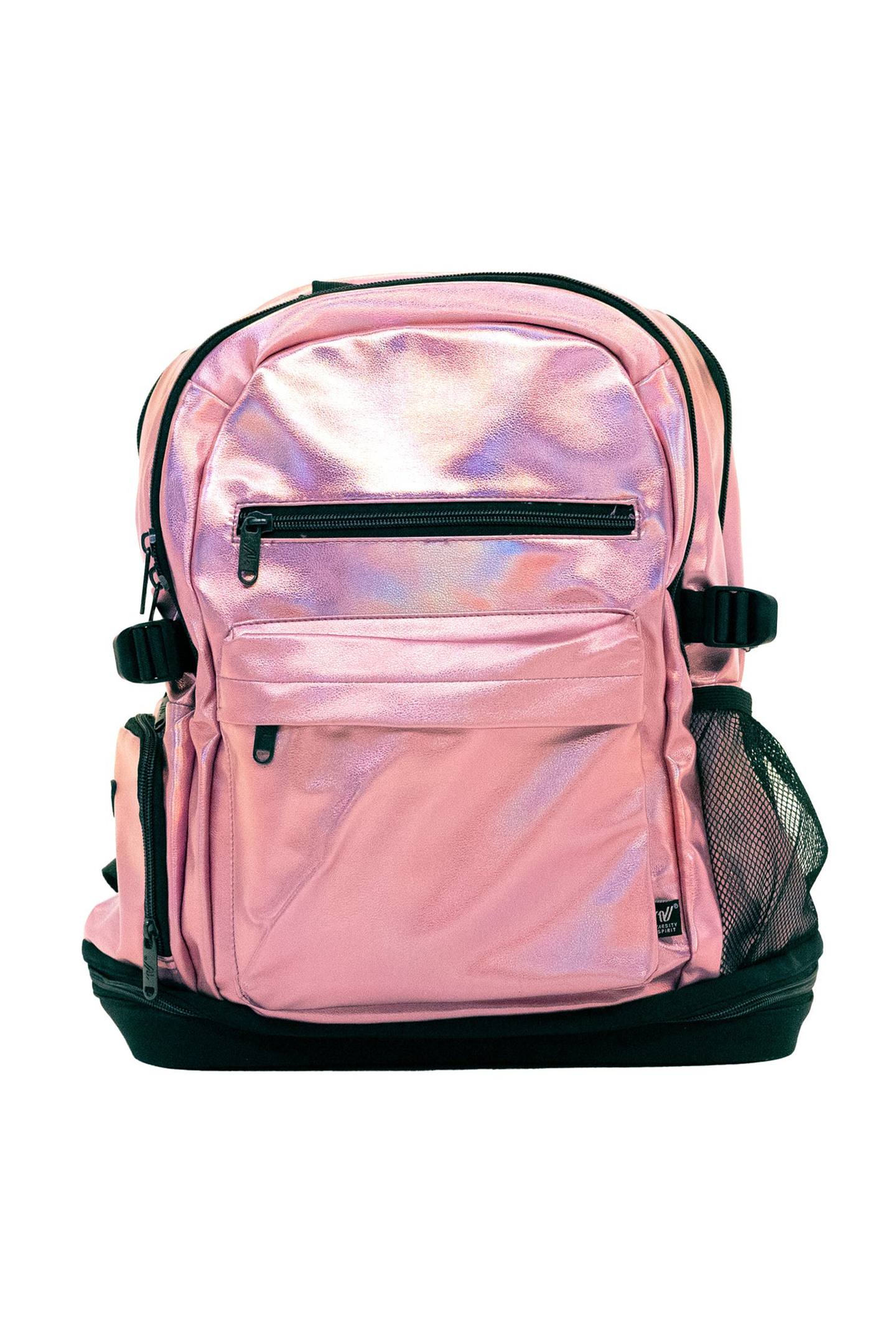 iridescent mini backpack pink Packed Party Confetti (and the Beach) duty transparent pink vinyl with multicolored confetti Front pocket Mini Glitter Backpack, Personalized Iridescent
