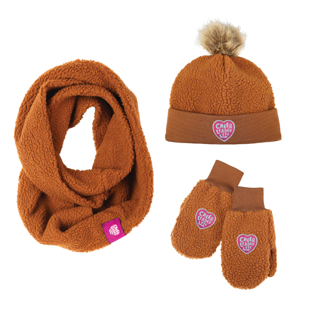 Cheerleader Life Sherpa Beanie, Glove and Scarf Set