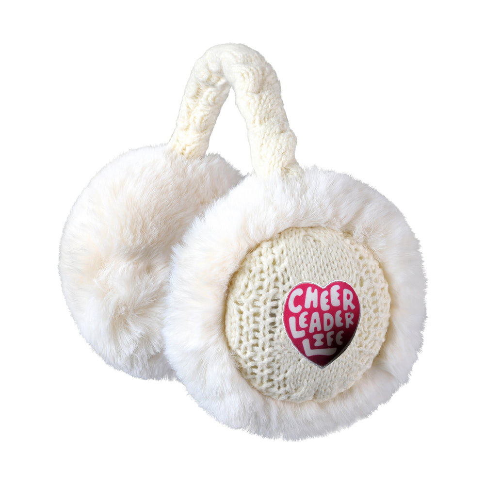 Cheerleader Life White Knit Sherpa Earmuffs