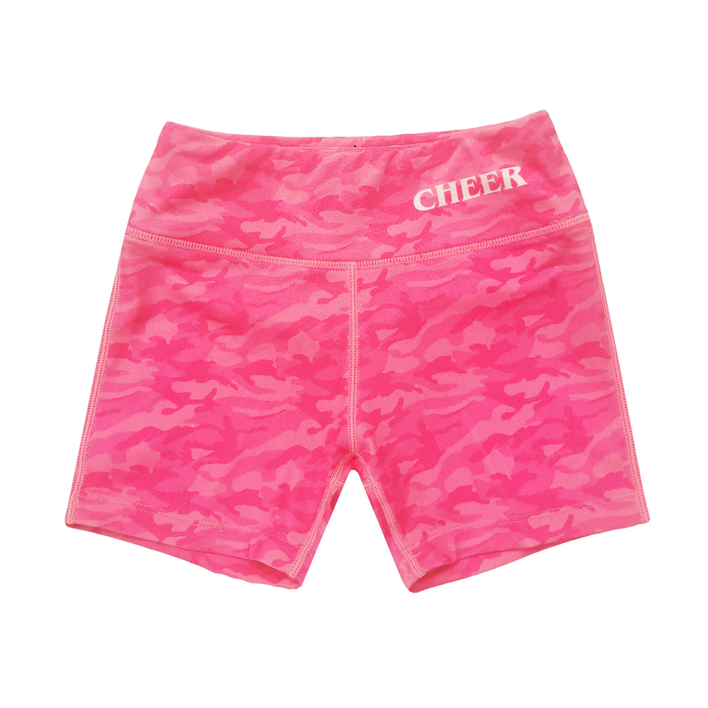 Cheer Pink Camo Biker Short