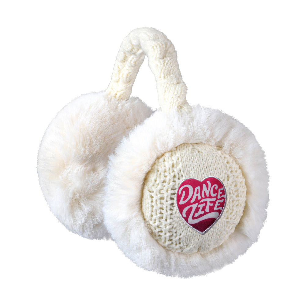 Dance Life White Knit Sherpa Earmuffs