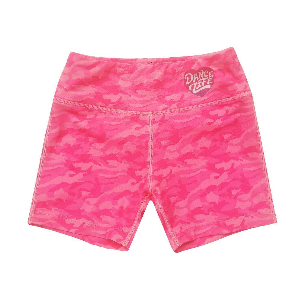 Dance Life Pink Camo Biker Short