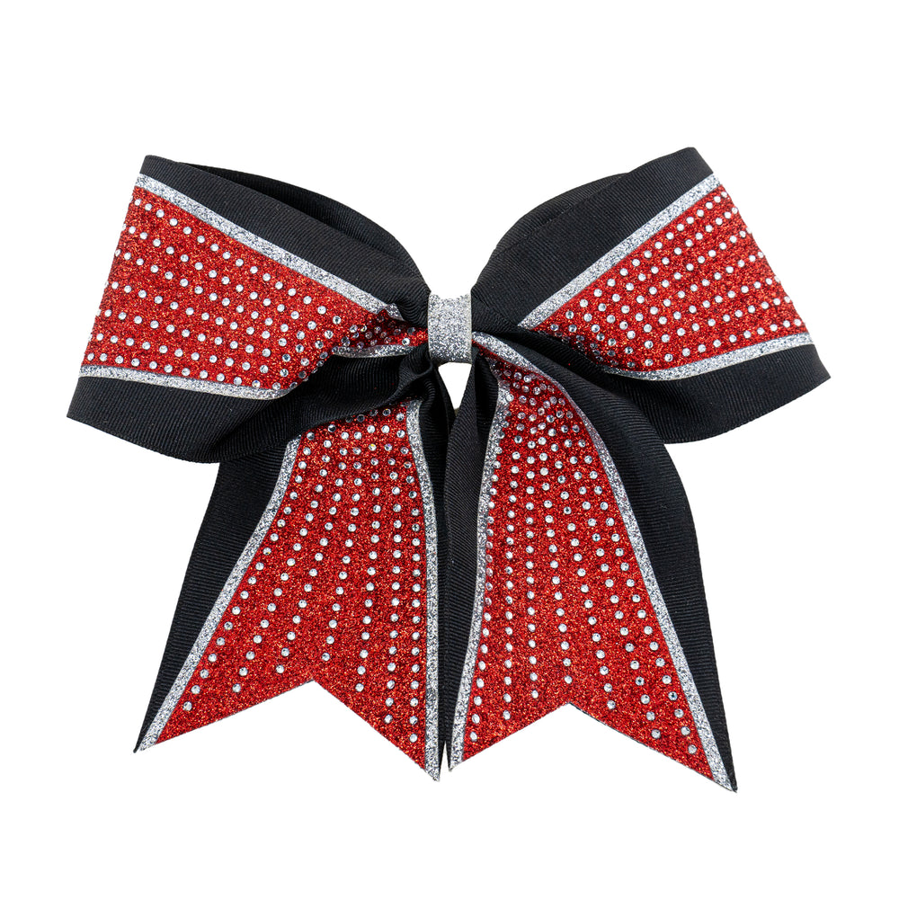 Red Rhinestone Burst Cheer Bow