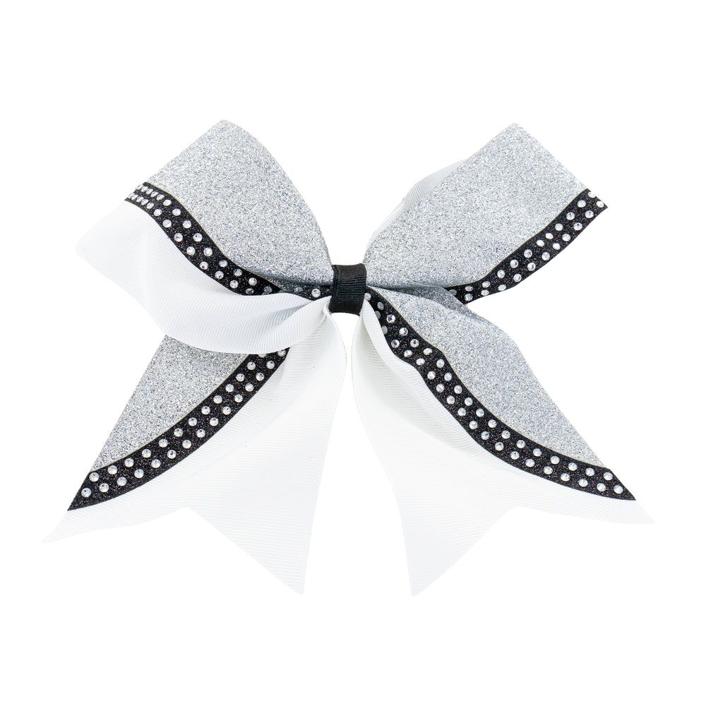 Show Off Silver & White Cheer Bow