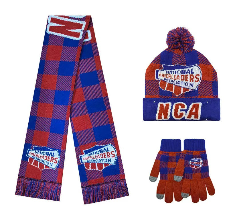 NCA Flannel Beanie, Glove and Scarf Set