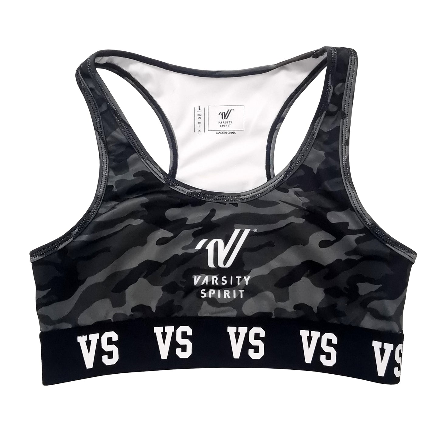 Varsity Gray Camo Sports Bra