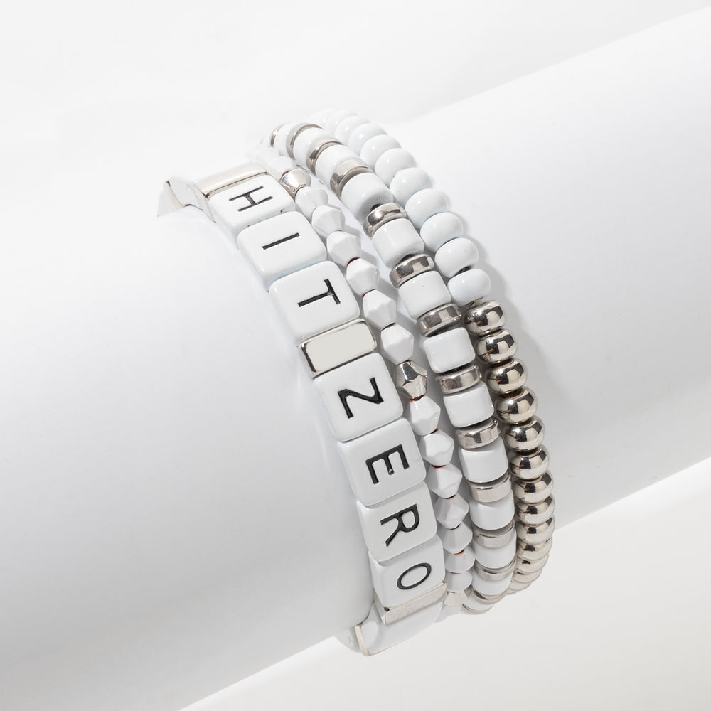 Hit Zero White Bracelet Silver Set