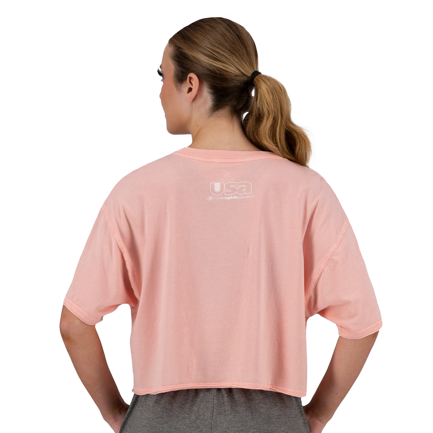 USA Peach Boxy Crop Tee