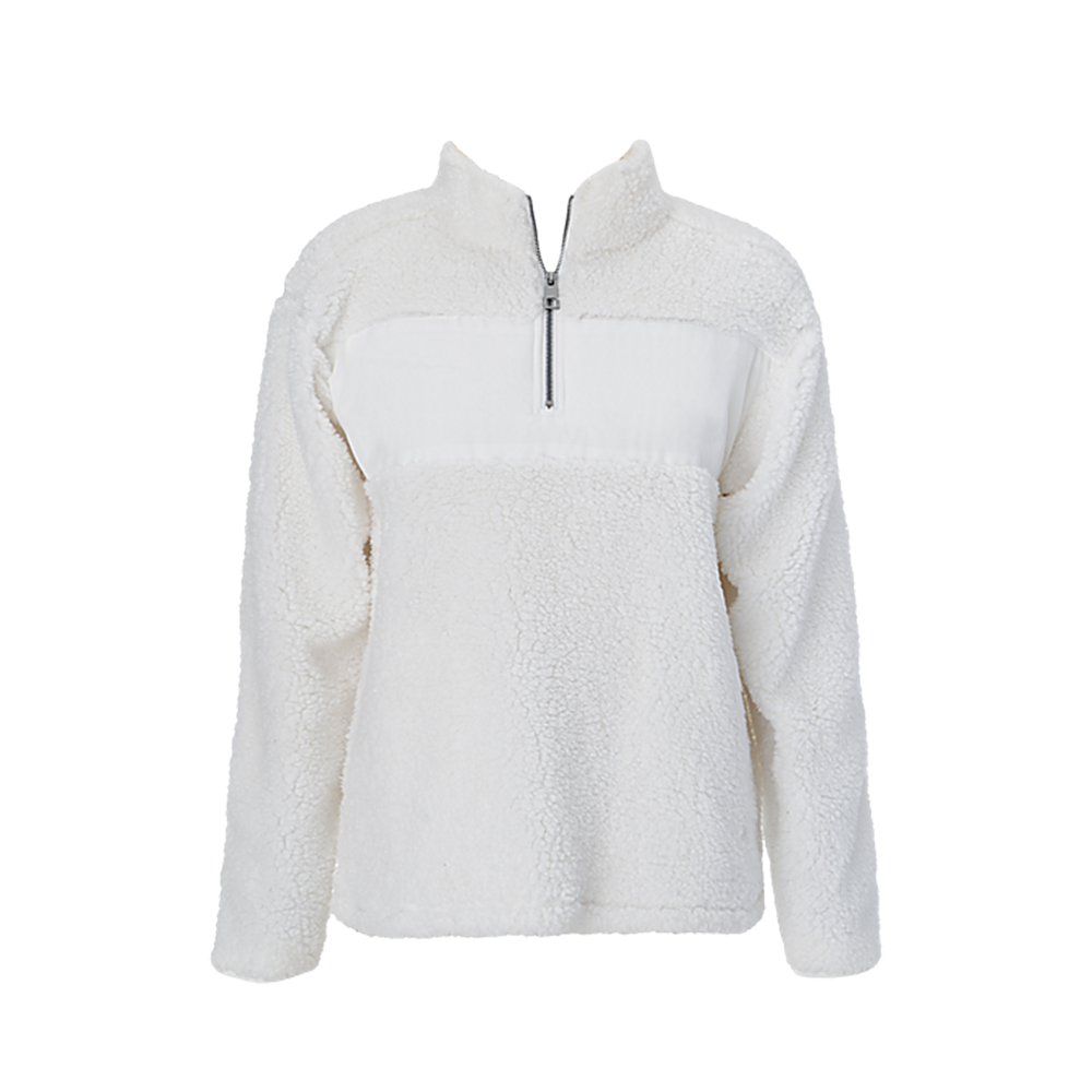 White sherpa quarter discount zip